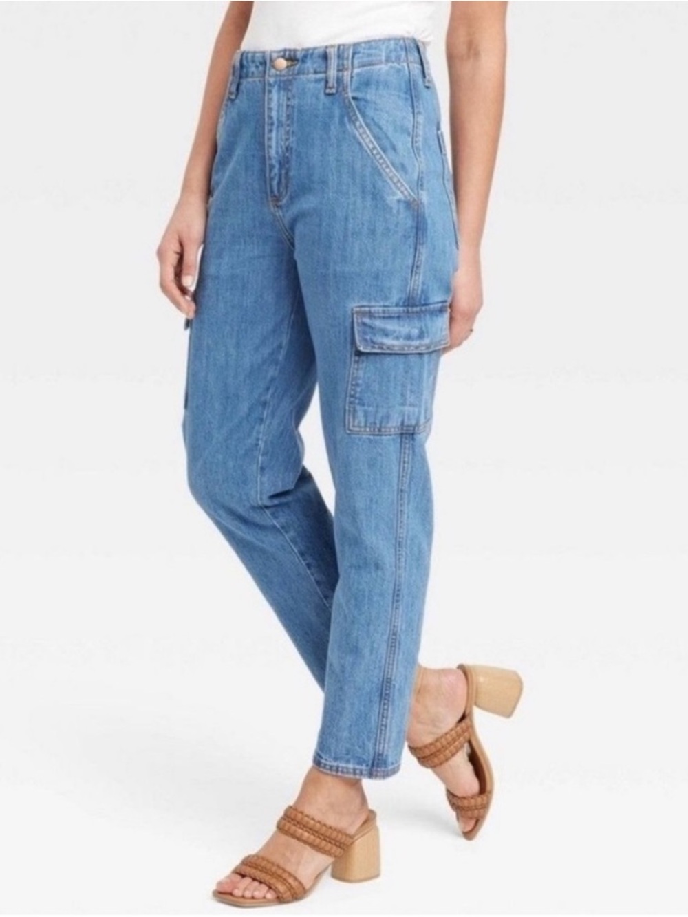 Universal Thread Boyfriend Cargo Jeans Sz 12R High Rise Cotton Tomboy Skater